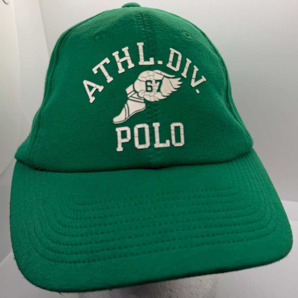 Polo Ralph Lauren 67 ATHL. DIV P-Wing Hat Cap Green Fleece Snapback One Size NWT - Picture 2 of 14